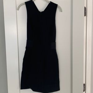 A.L.C black mini dress viscose/elastic cross cross back, zip up front dress